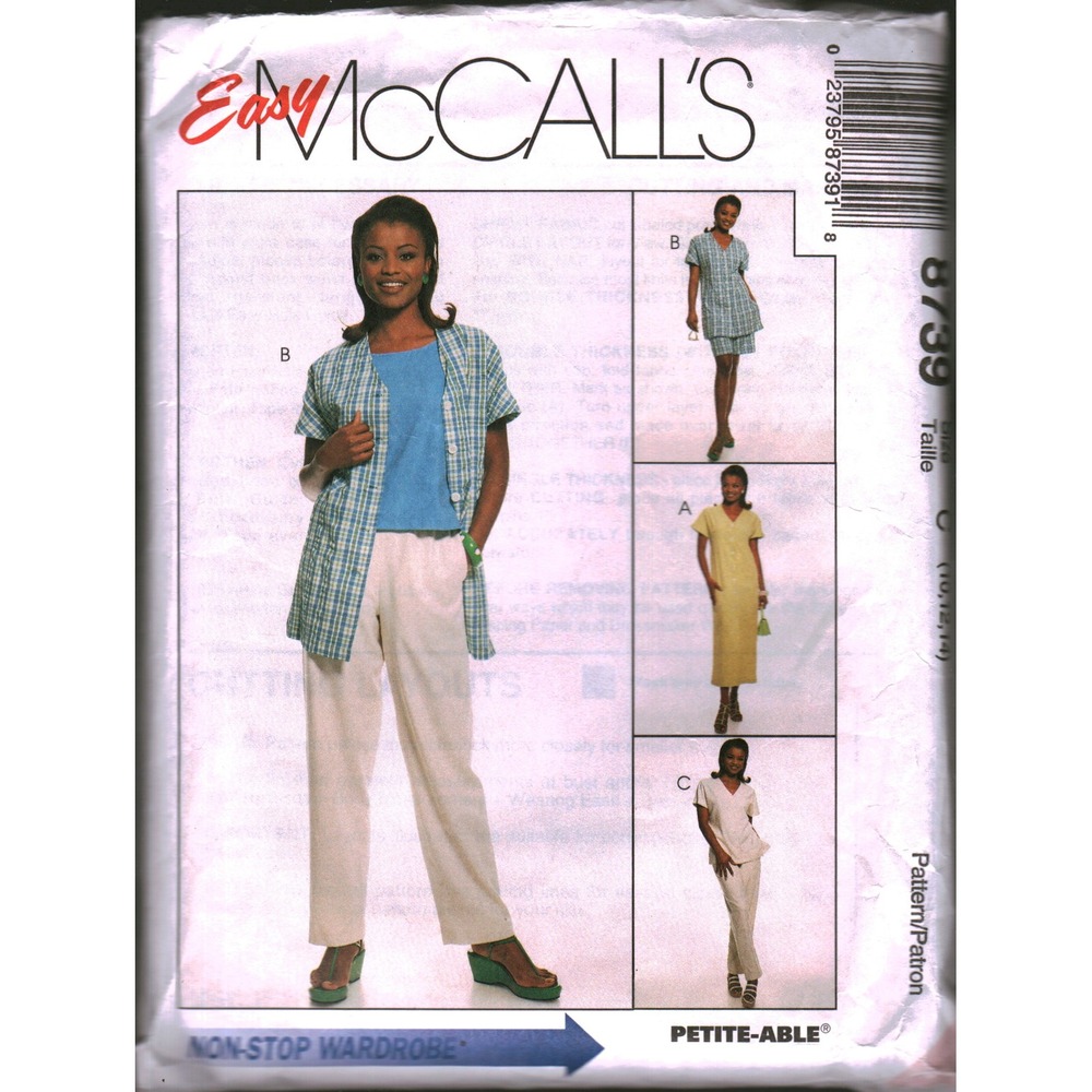 Vintage Easy McCall's 8739 Sewing Pattern Wardrobe Dress Tunic Pants Size 10-14
